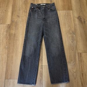 🌟 LEVI'S 🌟 RIBCAGE STRAIGHT STRETCH JEANS GRAY BLACK WASH SZ 25